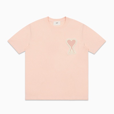 ami短袖2025年春夏季新款刺绣大爱心宽松圆领半袖男女同款t恤上衣
