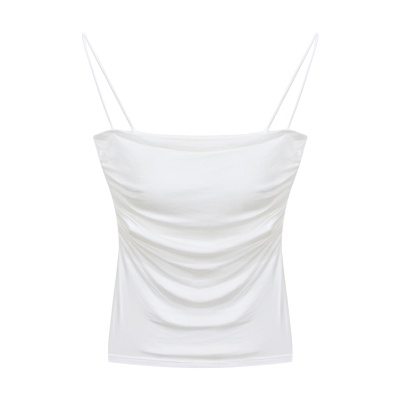 辣妹纯欲褶皱吊带背心女夏季细肩带内搭甜辣风无袖小上衣外穿显瘦