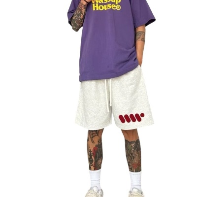 夏季华棉美式四分短裤男痞帅运动篮球三分裤子发泡休闲宽松大裤衩