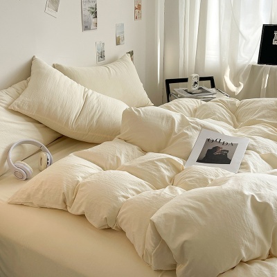 a类4四件套床单被套被罩枕套简约纯色学生宿舍水洗棉3三件套批发
