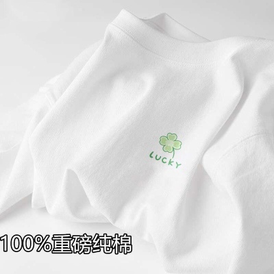 夏季宽松半袖体恤新疆纯棉短袖t恤男女同款清新简约白色打底衫ins