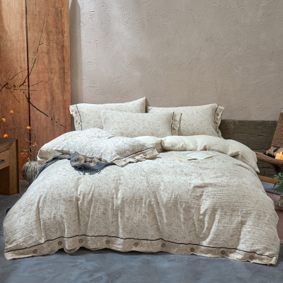 2025新款 A类亚麻棉麻四件套侘寂风床单被套日系棉纱床 上用品被
