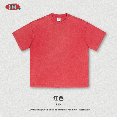 BE男装2025夏新款青少年水洗做旧短袖t恤男抑菌薄荷凉感短袖t恤男