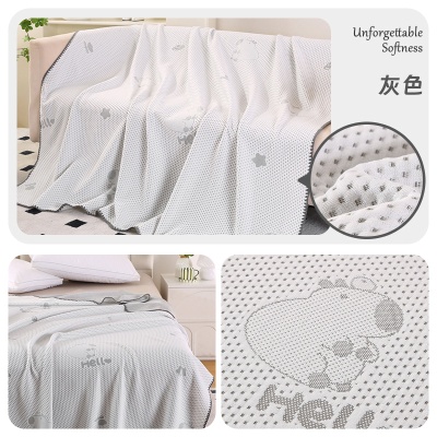 2025新款夏季纯色凉感绒豆豆提花针织空调盖毯亲肤毛毯空调被批发