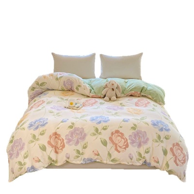 小清新床上四件套100全棉印花纯棉被套床单宿舍三件套床上用品