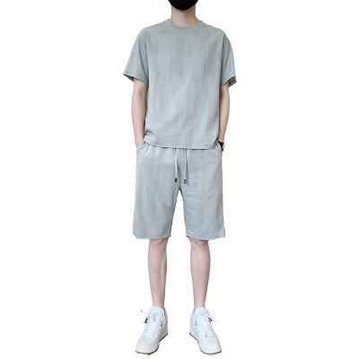 新款冰丝套装冰爽透气夏季短袖T恤男休闲运动套装短袖男装潮流夏