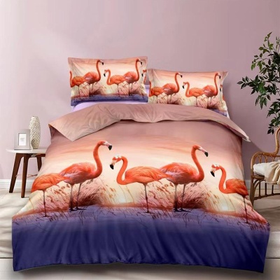 外贸直发磨毛3d四件套 印花玫瑰被单批发 老虎床单式跨境床上用品