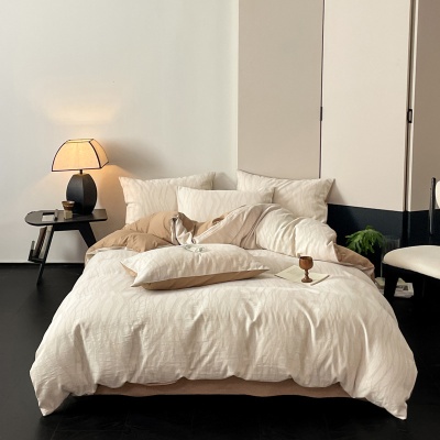 母婴A类全棉水洗棉三层纱四件套纯棉被套床单床笠三件套床上用品4