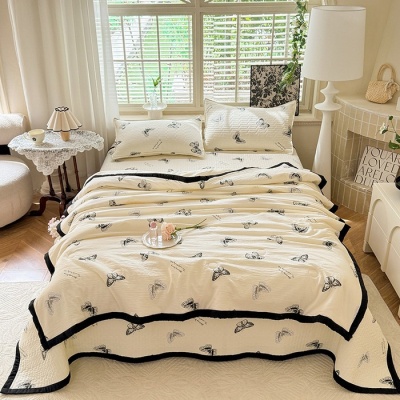 轻奢赫本风纯棉夏被床盖四件套云朵棉A类亲肤软空调被儿童薄凉被