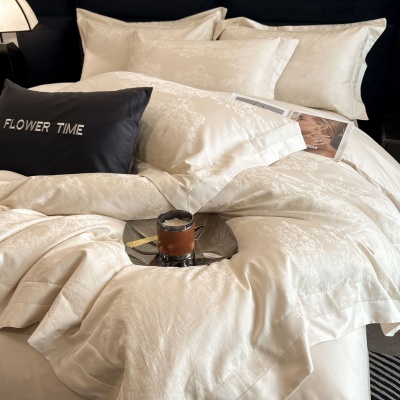 高端A类200支长绒棉四件套纯棉被套全棉床单款高级感提花床上用品