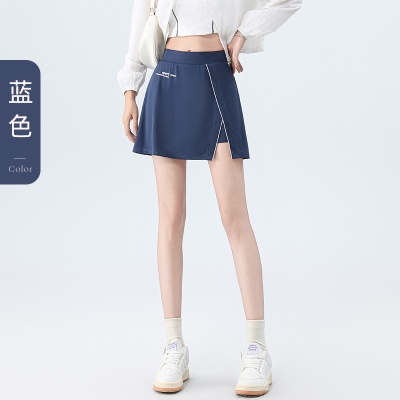 高腰运动女士短款A字短裙防走光开叉修身假两件半身裙五分裤夏