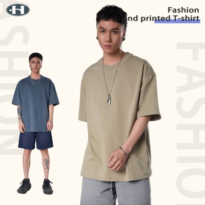 RJ男装轻奢美式高端潮流男女潮牌半袖圆领简约个性重磅短袖T恤