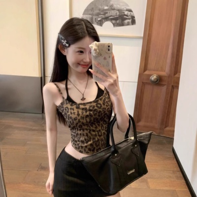 纯欲甜辣妹性感露背收腰显瘦吊带背心女带胸垫瑜伽服百搭健身上衣