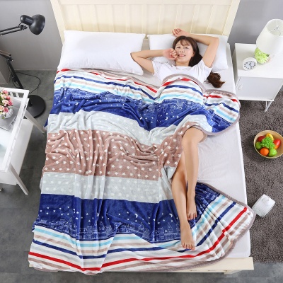 夏天毛毯床单加厚毯子学生宿舍办公午休珊瑚绒法兰绒礼品礼盒福利
