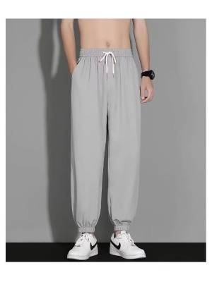 束脚卫裤男宽松九分夏季薄款运动休闲速干裤现货外贸冰丝裤子男