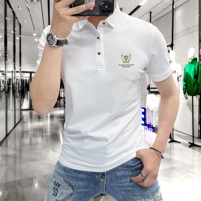 夏季新款男士休闲短袖t恤翻领polo衫潮流男装透气半截袖商务上衣