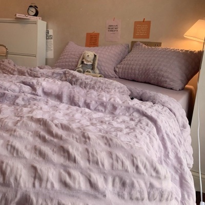 ins夏季温柔紫小泡芙夏被四件套凉感舒适夏凉被空调被宿舍三件套