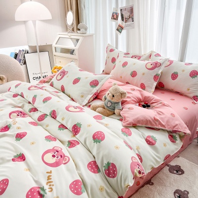 四件套磨毛床上用品被套纯水洗棉全学生宿舍三件套床单四件套批发