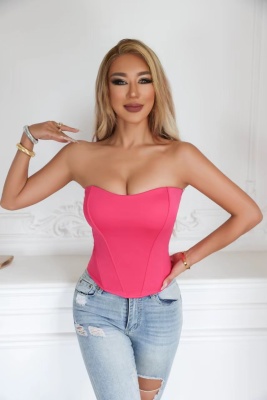 鱼骨塑身自带胸垫裹胸性感修身高腰欧美风时尚胸衣 抹胸小背心女