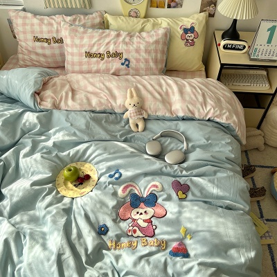A类母婴级床上用品四件套纯棉水洗棉床单被套床笠学生宿舍三件套