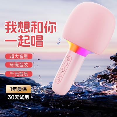新款话筒音响一体麦克风带无线蓝牙儿童家庭全民大音量K歌宝礼品