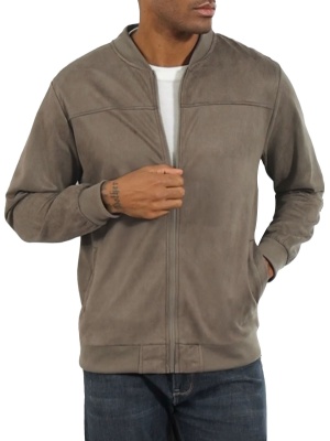 2025跨境亚马逊春秋季麂皮绒纯色男装拉链夹克休闲复古长袖夹克衫