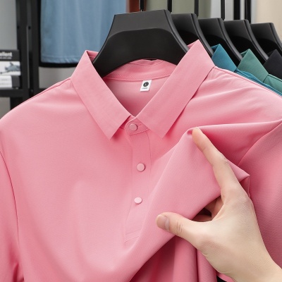 夏季短袖t恤男士商务休闲冰丝翻领polo衫男女无痕体恤上衣高品质