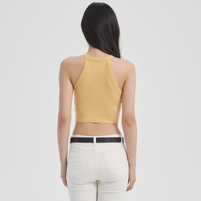 网红爆款个性挂脖背心女夏季性感超短露脐款螺纹莫代尔抹胸小吊带