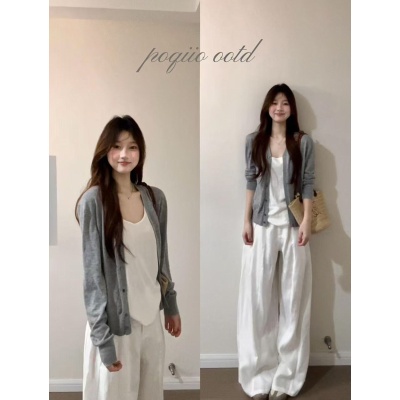 宽松针织防晒开衫女2025新款夏季吊带外搭薄款空调衫镂空薄纱外套