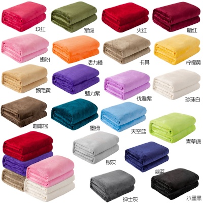 外贸跨境纯色法兰绒毯子夏季沙发午睡盖毯珊瑚绒床单礼品毛毯批发