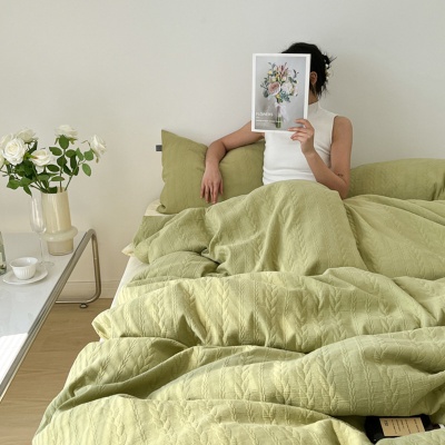 2025新款四件套床上用品床单水洗棉被套罩四季通用宿舍三件套