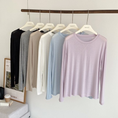 现货天丝醋酸莱赛尔绵羊毛打底衫夏季薄款圆领空调防晒罩衫