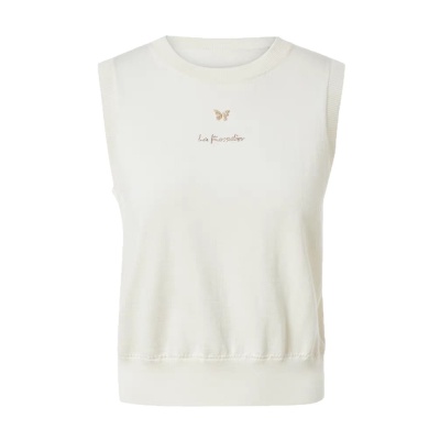 拉珂D专柜同款2025春夏新款女装短款蝴蝶图案时尚针织背心圆领