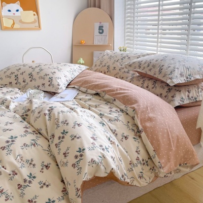 小清新全棉四件套宿舍纯棉三件套碎花棉被套床单床上用品批发团购