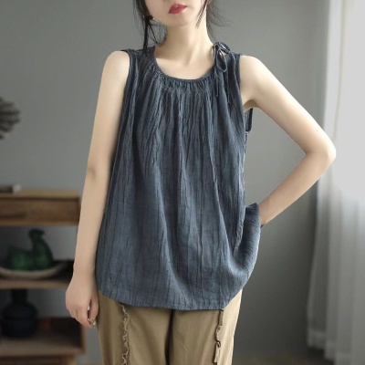 新款夏装复古女士背心无袖内搭宽松套头打底吊带上衣薄款显瘦气质
