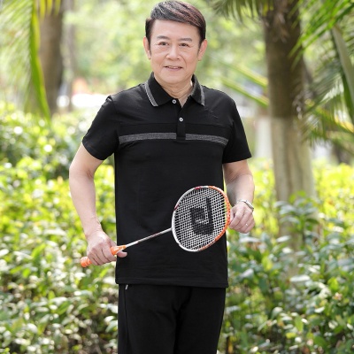 中老年人运动套装男夏季爸爸夏装时尚短袖t恤爷爷老人男士运动服