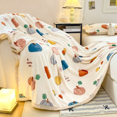 a类双面牛奶绒印花毛毯法莱绒多功能盖毯不掉毛可机洗双面绒毛毯