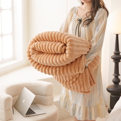 轻奢兔毛绒毛毯沙发毯休闲毯子秋冬卧室加厚保暖盖毯空调午睡床单