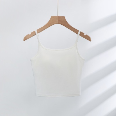 2025春夏新款可调节肩带美背打底背心自带胸垫一体式内搭白色吊带