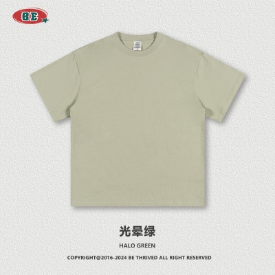 BE男装2025春夏季305G重磅t恤男美式纯棉潮牌纯色短袖青少年t恤