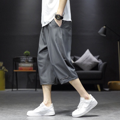 2024新款冰丝短裤男男士季薄款休闲运动外穿宽松速干过膝七分裤男