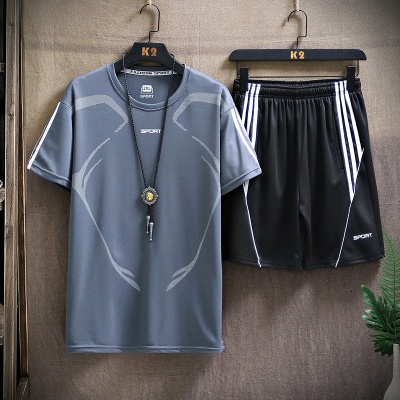 直播夏季男士休闲套装短袖加大码男装运动短裤修身情侣健身服男装