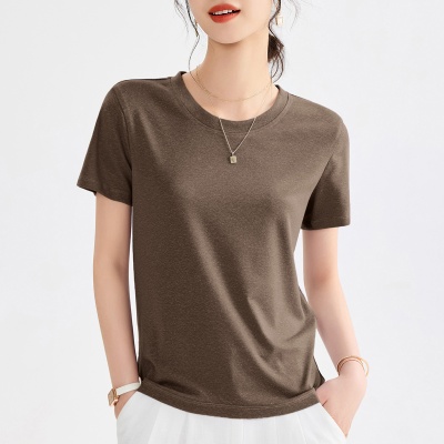 2025新款莱赛尔天丝亚麻面膜T恤女夏季短袖薄款打底衫宽松上衣服