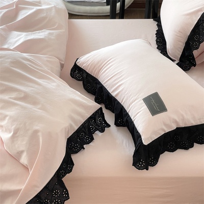 法式高定浪漫镂空花边四件套全棉纯棉被套公主风1.8m双人床上用品