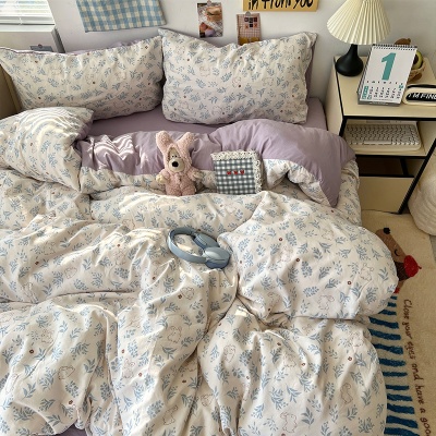 A类母婴级水洗棉四件套床上用品床单被套被罩床笠学生宿舍三件套4