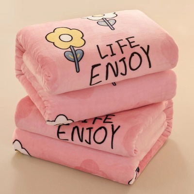 婷米娜毛毯加厚毯子盖毯卡通床单牛奶绒毯办公室午睡加绒舒柔绒毯