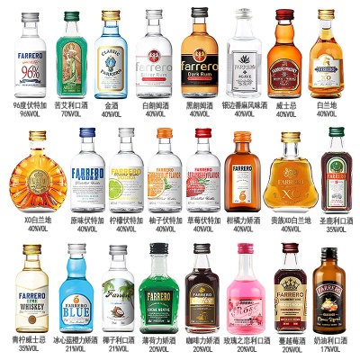 迷你版洋酒威士忌厂家OEM贴牌定制加工基酒百利甜白兰地小瓶酒