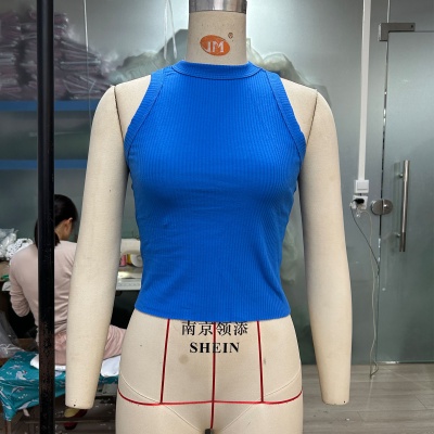 欧美个性性感健身坑条上衣夏季新款辣妹露脐短款修身小背心SU3237