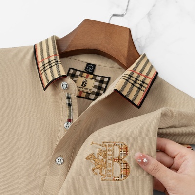 啄木鸟正品大牌男装夏季短袖t恤男士格子宽松翻领潮牌polo衫男式