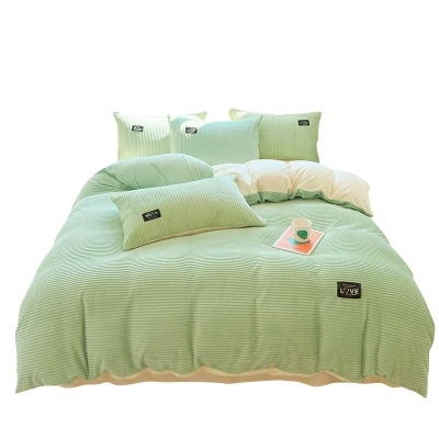 牛奶绒四件套a类加绒被套冬季法兰绒床上用品三件套珊瑚绒床单秋